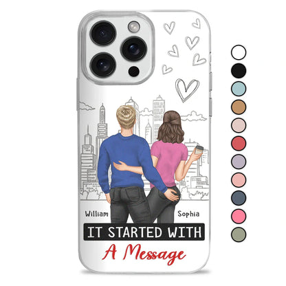 Started With A Message Couples - Personalized Clear Phone Case