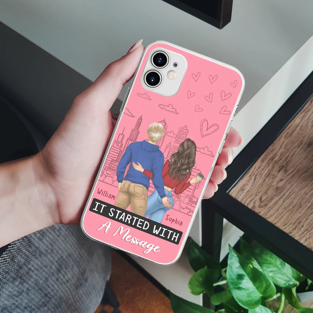 Started With A Message Couples - Personalized Clear Phone Case