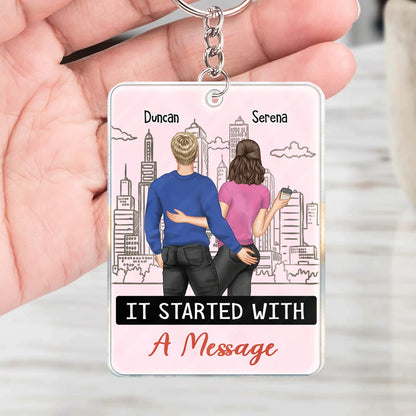 Started With A Message Song QR Code Couples - Personalized Acrylic Keychain