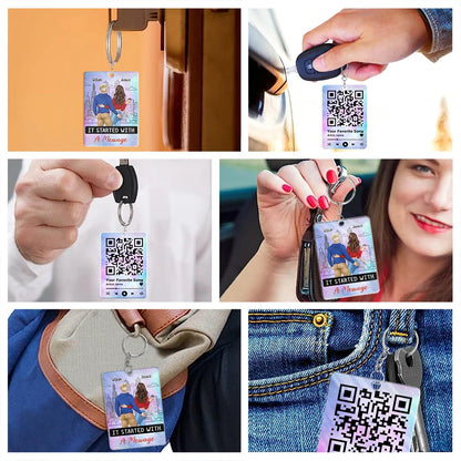 Started With A Message Song QR Code Couples - Personalized Acrylic Keychain