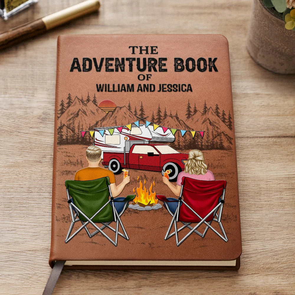 The Adventure Book Couple Camping - Personalized Leather Journal