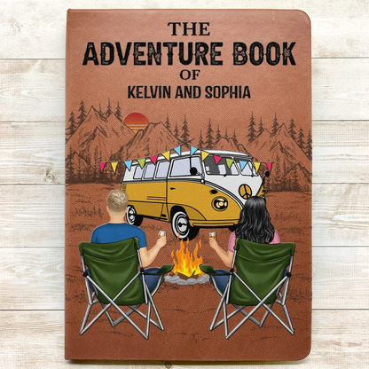 The Adventure Book Couple Camping - Personalized Leather Journal