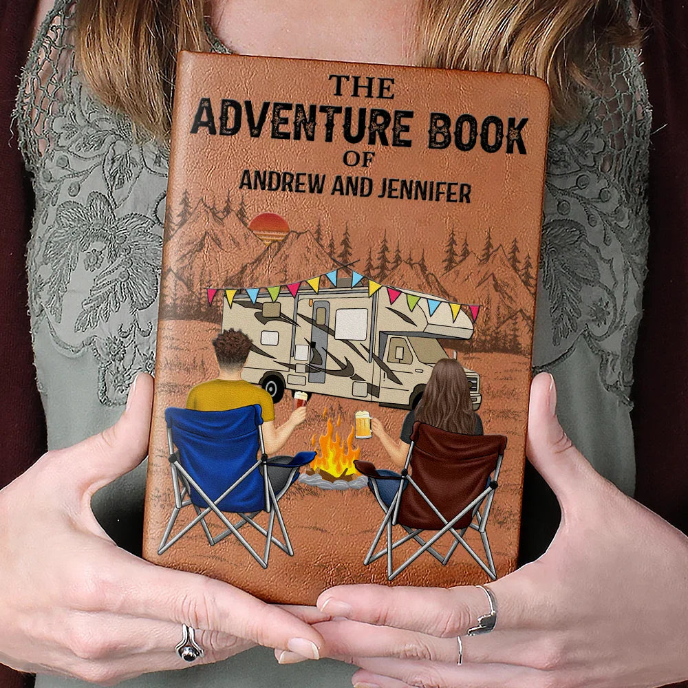 The Adventure Book Couple Camping - Personalized Leather Journal
