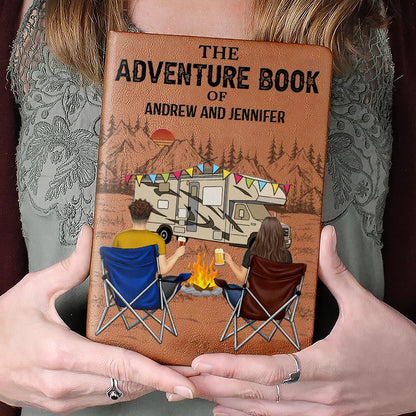 The Adventure Book Couple Camping - Personalized Leather Journal