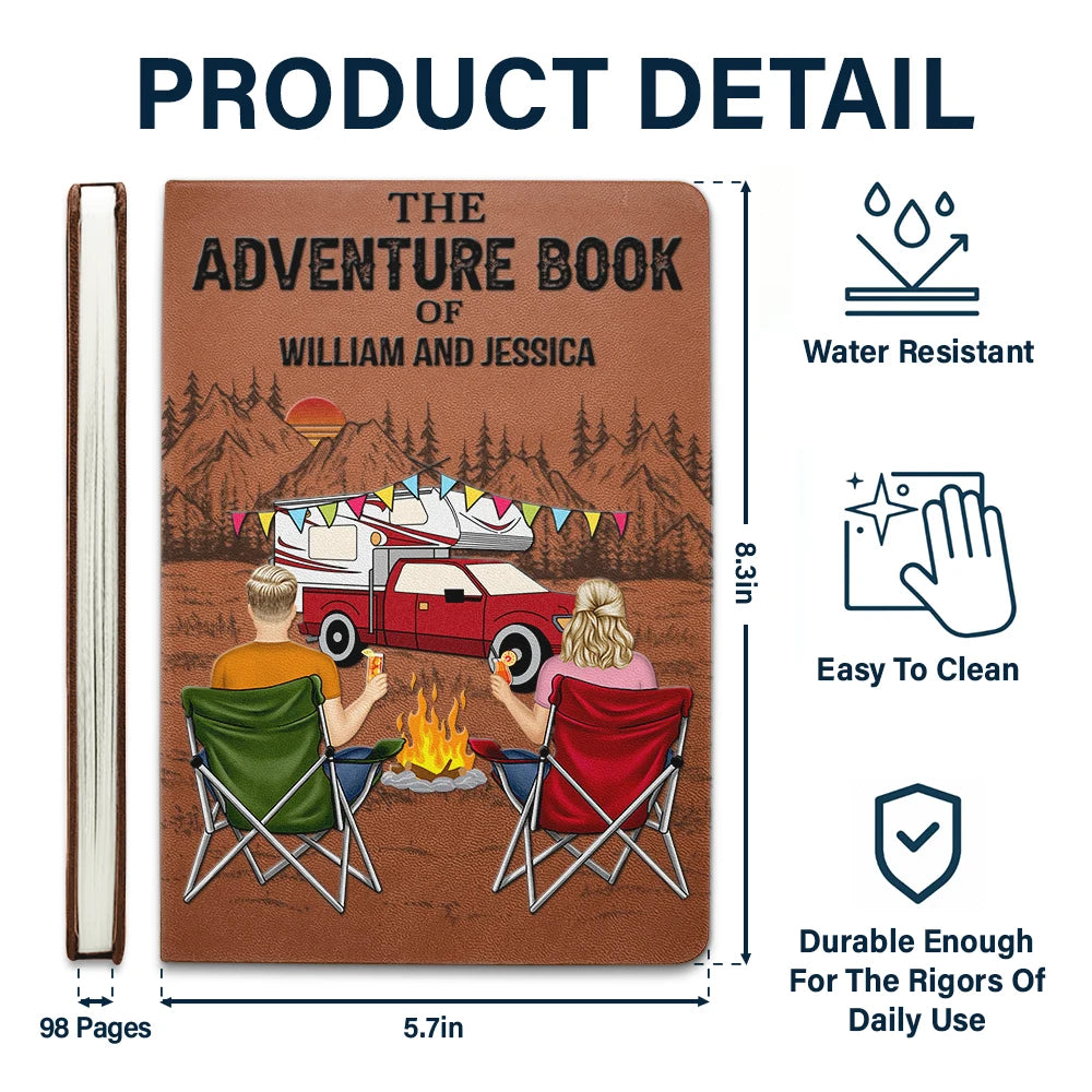 The Adventure Book Couple Camping - Personalized Leather Journal