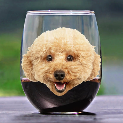 Custom Photo Dog & Wine Make Everything - Personalized Stemless Wine Glass