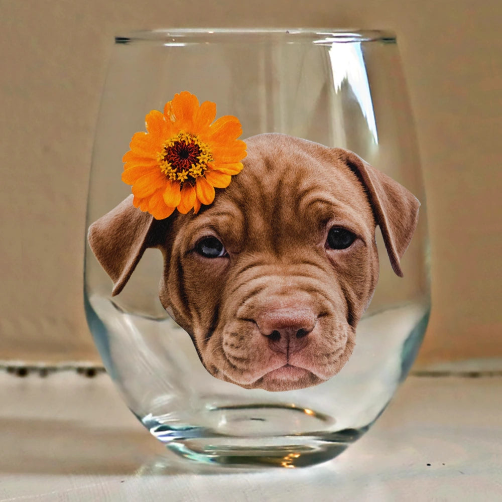 Custom Photo Dog & Wine Make Everything - Personalized Stemless Wine Glass