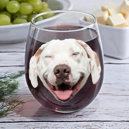 Custom Photo Dog & Wine Make Everything - Personalized Stemless Wine Glass