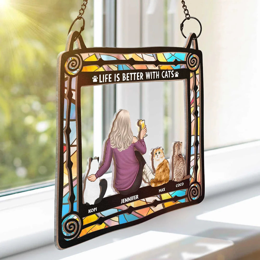 All You Need Is Love And Cats - Personalized Window Hanging Suncatcher Ornament