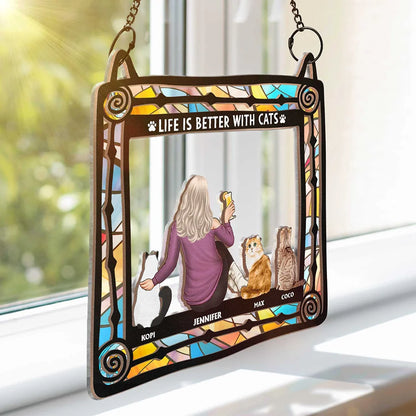 All You Need Is Love And Cats - Personalized Window Hanging Suncatcher Ornament