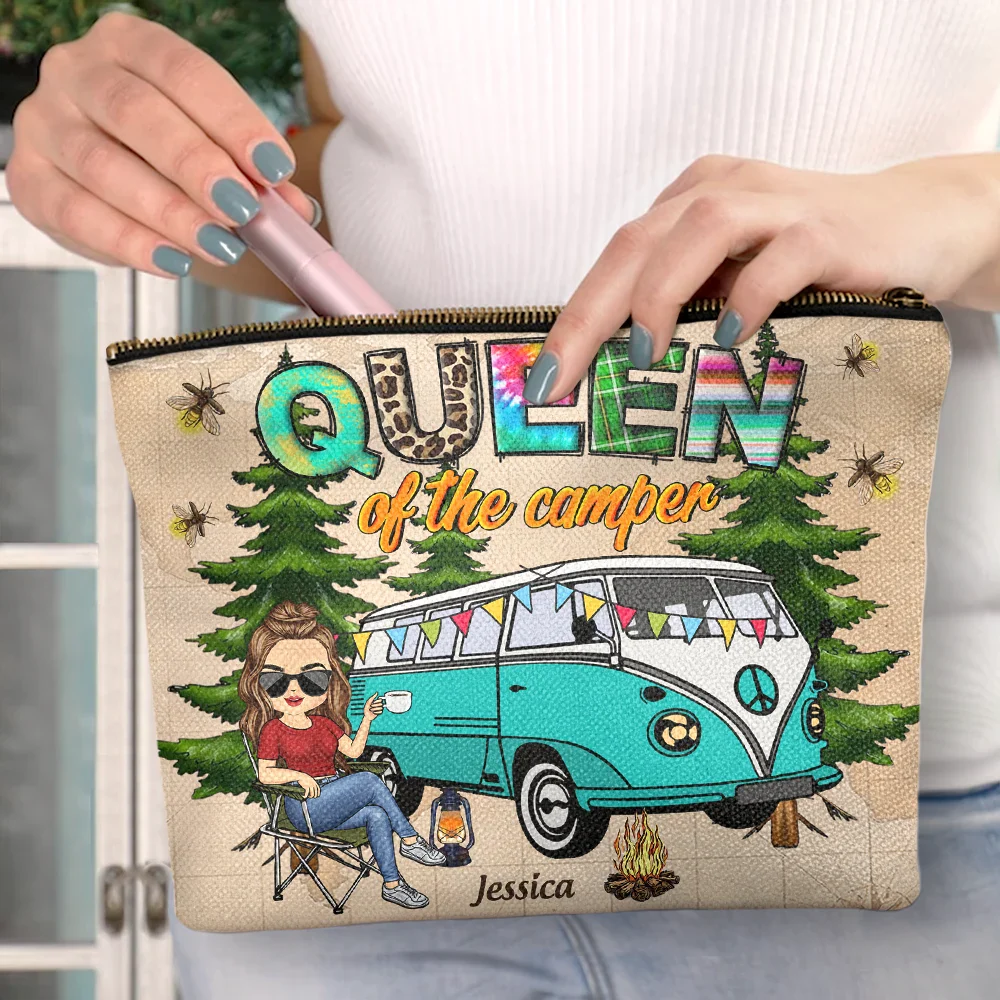 Queen Of The Camper - Personalized Cosmetic Bag