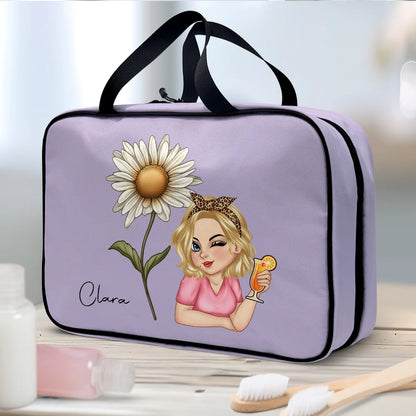 Birth Month Flowers Bloom Where You're Planted - Personalized Toiletry Bag