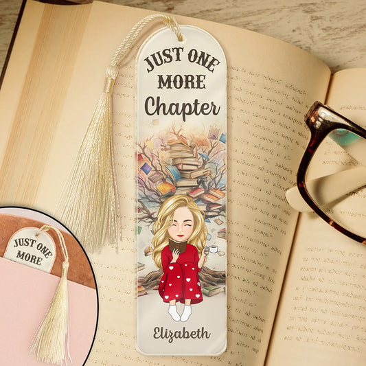 Reading, Gift For Yourself, Gift For Women - Book Tree Reading One More Chapter - Personalized Acrylic Bookmark