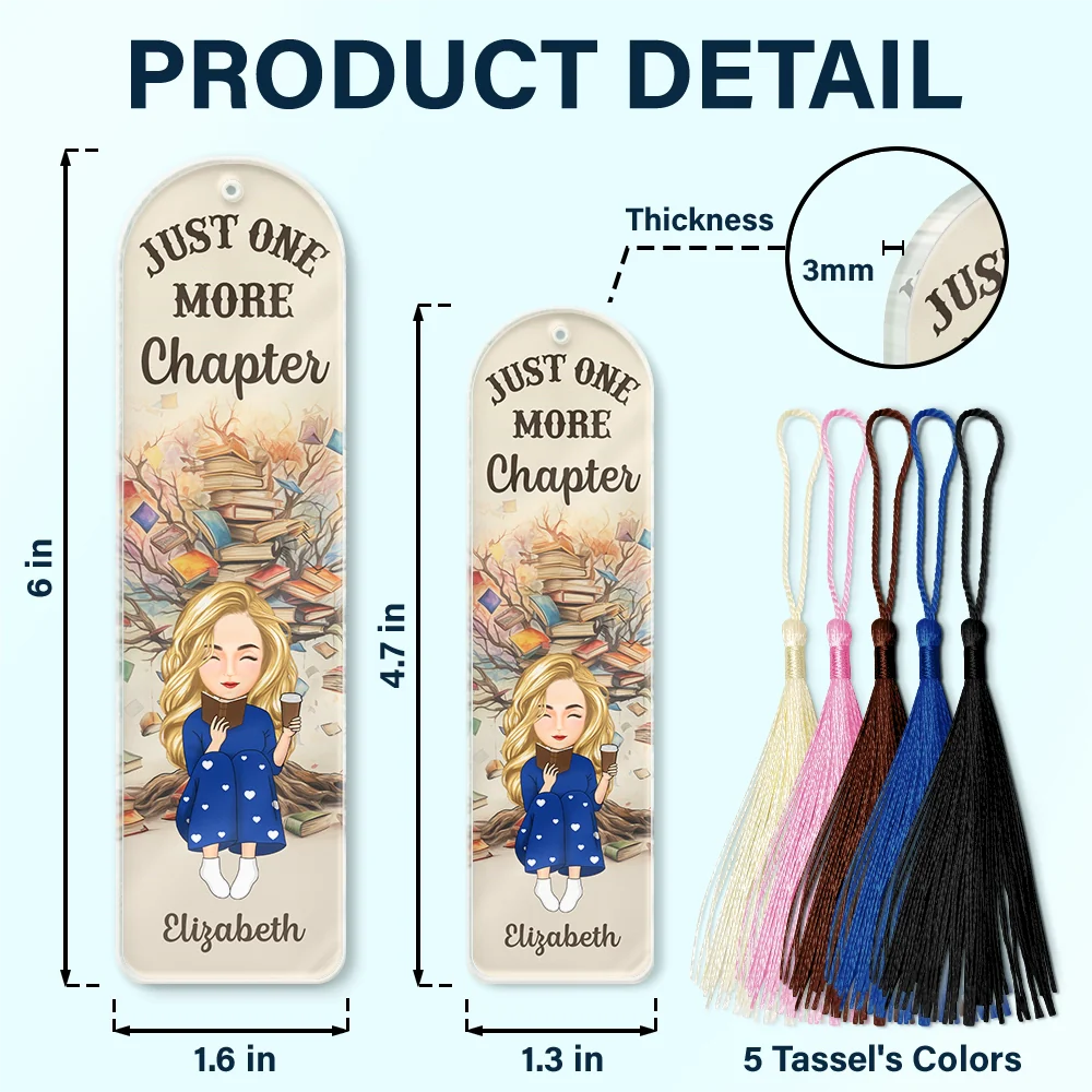 Reading, Gift For Yourself, Gift For Women - Book Tree Reading One More Chapter - Personalized Acrylic Bookmark