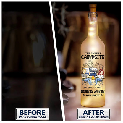 Husband And Wife Camping Partners For Life - Personalized Bottle Light