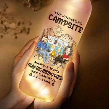 Husband And Wife Camping Partners For Life - Personalized Bottle Light