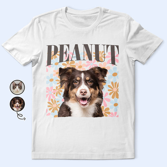 Custom Photo Dog Cat Pet Floral Pattern - Personalized T Shirt
