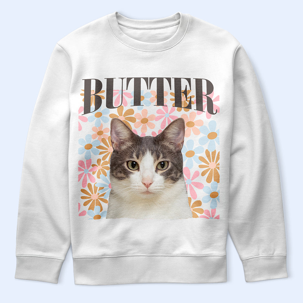 Custom Photo Dog Cat Pet Floral Pattern - Personalized T Shirt