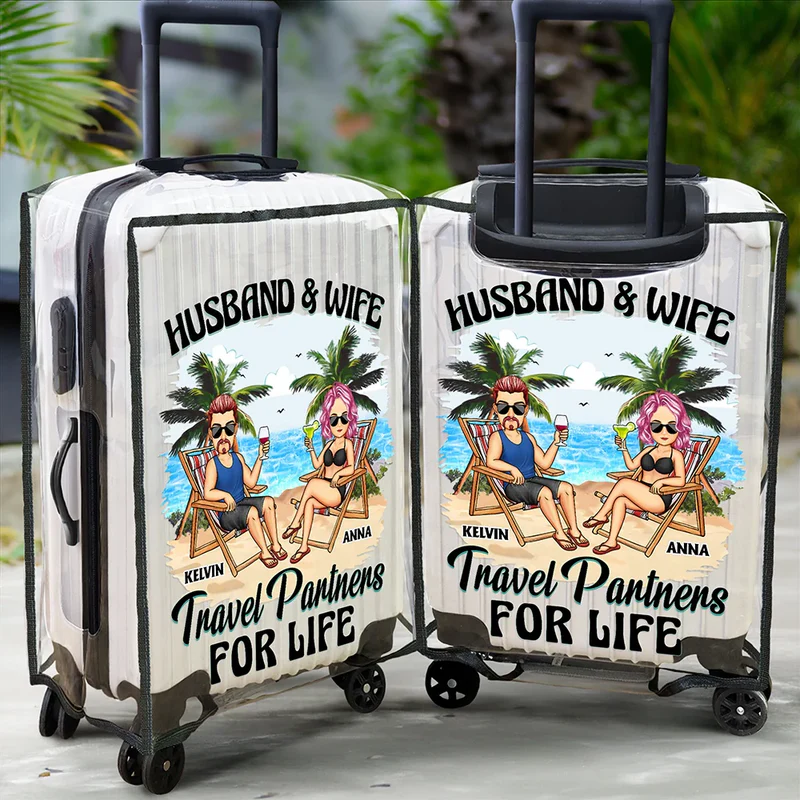 Travel Partners For Life - Personalized Clear Luggage Cover