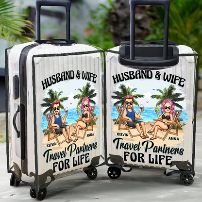 Travel Partners For Life - Personalized Clear Luggage Cover