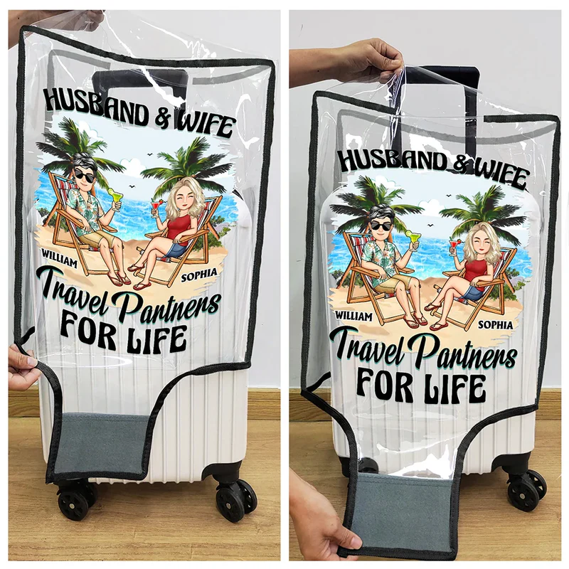 Travel Partners For Life - Personalized Clear Luggage Cover