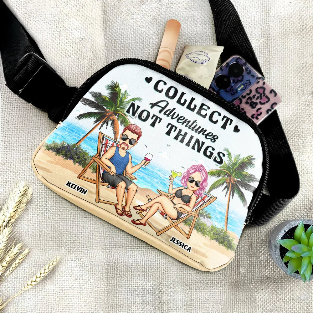 Travel,Gift For Husband,Gift For Wife,Gift For Boyfriend,Gift For Girlfriend,Gift For Couples,Happy - Travel Partners For Life - Personalized Crossbody Belt Bag