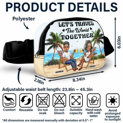 Travel,Gift For Husband,Gift For Wife,Gift For Boyfriend,Gift For Girlfriend,Gift For Couples,Happy - Travel Partners For Life - Personalized Crossbody Belt Bag