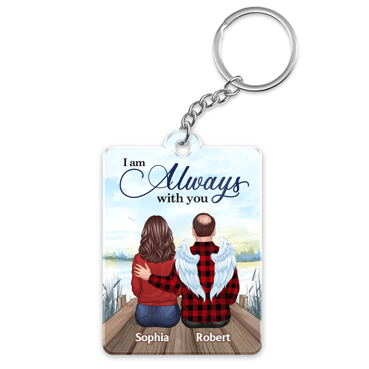 Always With You Lake View Family Memorial Personalized Acrylic Keychain