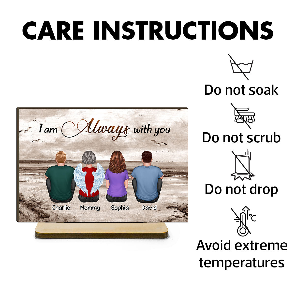 Always With You Family Memorial Gift Remembrance Keepsake Personalized Standing Wooden Plaque