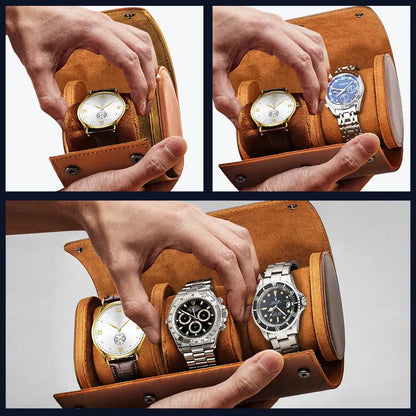 Birth Flower Couple Custom Monogram Name - Personalized Leather Watch Case