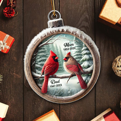 Winter Scene Memorial Cardinal Sympathy Gift Remembrance Keepsake 3D Effect Personalized Acrylic Ornament