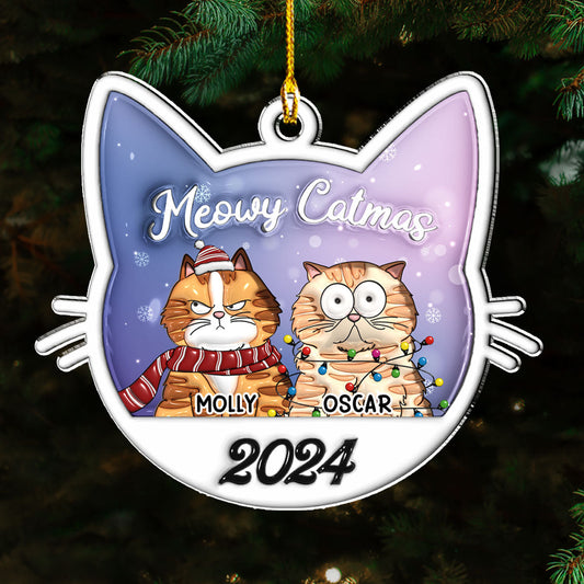 Meowy Catmas 2024 - Personalized Custom 3D Inflated Effect Acrylic Ornament