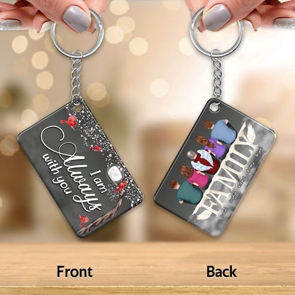 Cardinal Moon Night Always With You Whole Family Memorial Remembrance Gift Personalized Acrylic Keychain