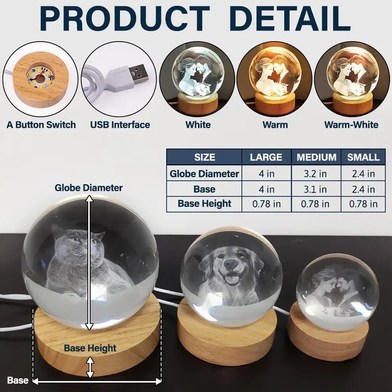 Adventure Partners For Life - Personalized Crystal Globe Lamp