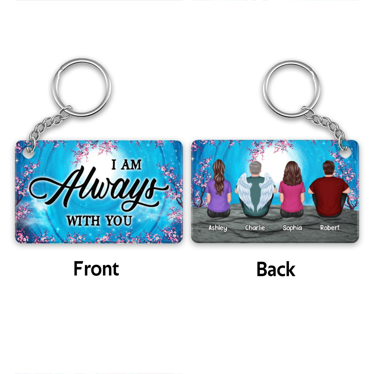Family Memorial Blue Moon Blossom Branch Remembrance Gift Personalized Acrylic Keychain