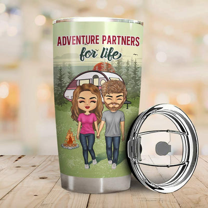Camping Couple Adventure Partners For Life - Gift For Couple - Personalized Custom Tumbler