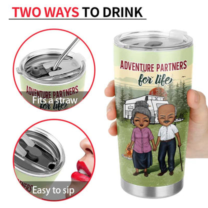 Camping Couple Adventure Partners For Life - Gift For Couple - Personalized Custom Tumbler