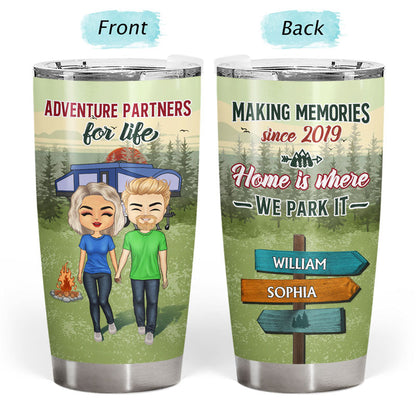 Camping Couple Adventure Partners For Life - Gift For Couple - Personalized Custom Tumbler