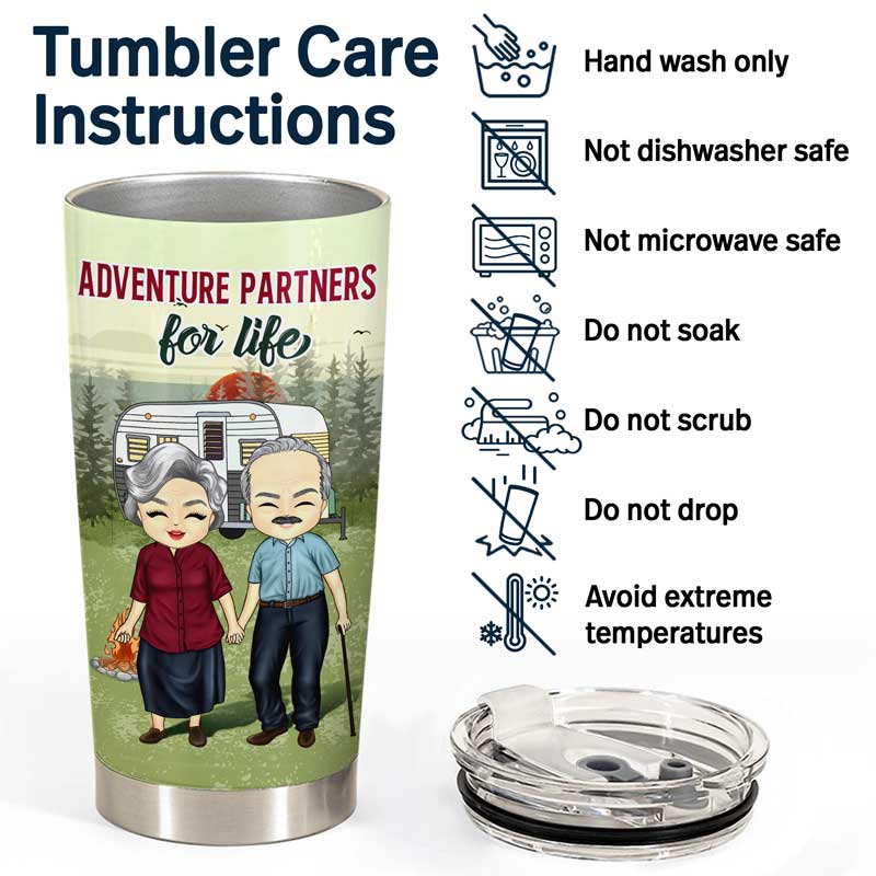 Camping Couple Adventure Partners For Life - Gift For Couple - Personalized Custom Tumbler