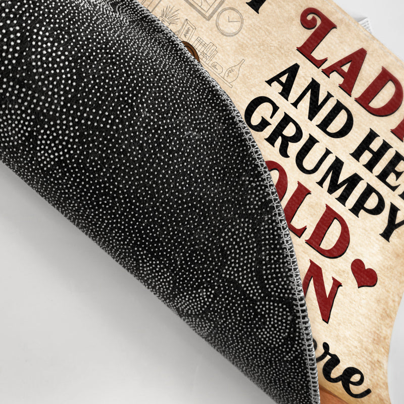 Family Funny Old Couple A Lovely Lady And A Grumpy Old Man Live Here - Gift For Family - Personalized Custom Doormat