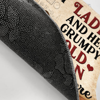 Family Funny Old Couple A Lovely Lady And A Grumpy Old Man Live Here - Gift For Family - Personalized Custom Doormat