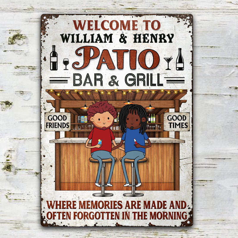 Backyard Bar Funny Couple Where Memories Are Made - Gift For Couples - Personalized Custom Classic Metal Signs