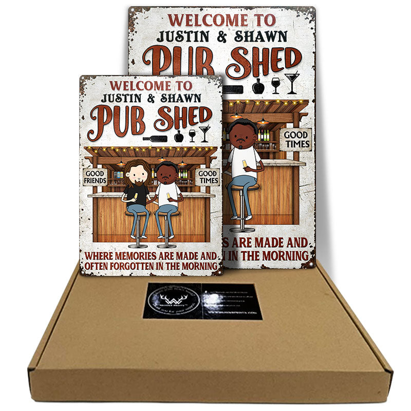 Backyard Bar Funny Couple Where Memories Are Made - Gift For Couples - Personalized Custom Classic Metal Signs