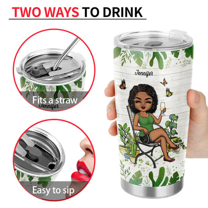 Just A Girl Who Loves Gardening Chibi - Gift For Garden Lovers - Personalized Custom Tumbler