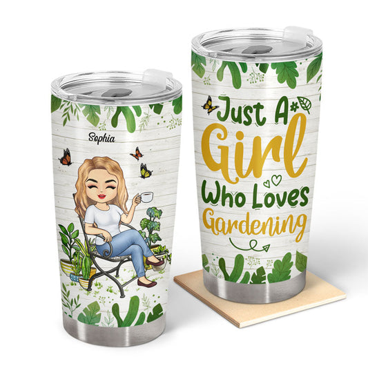 Just A Girl Who Loves Gardening Chibi - Gift For Garden Lovers - Personalized Custom Tumbler