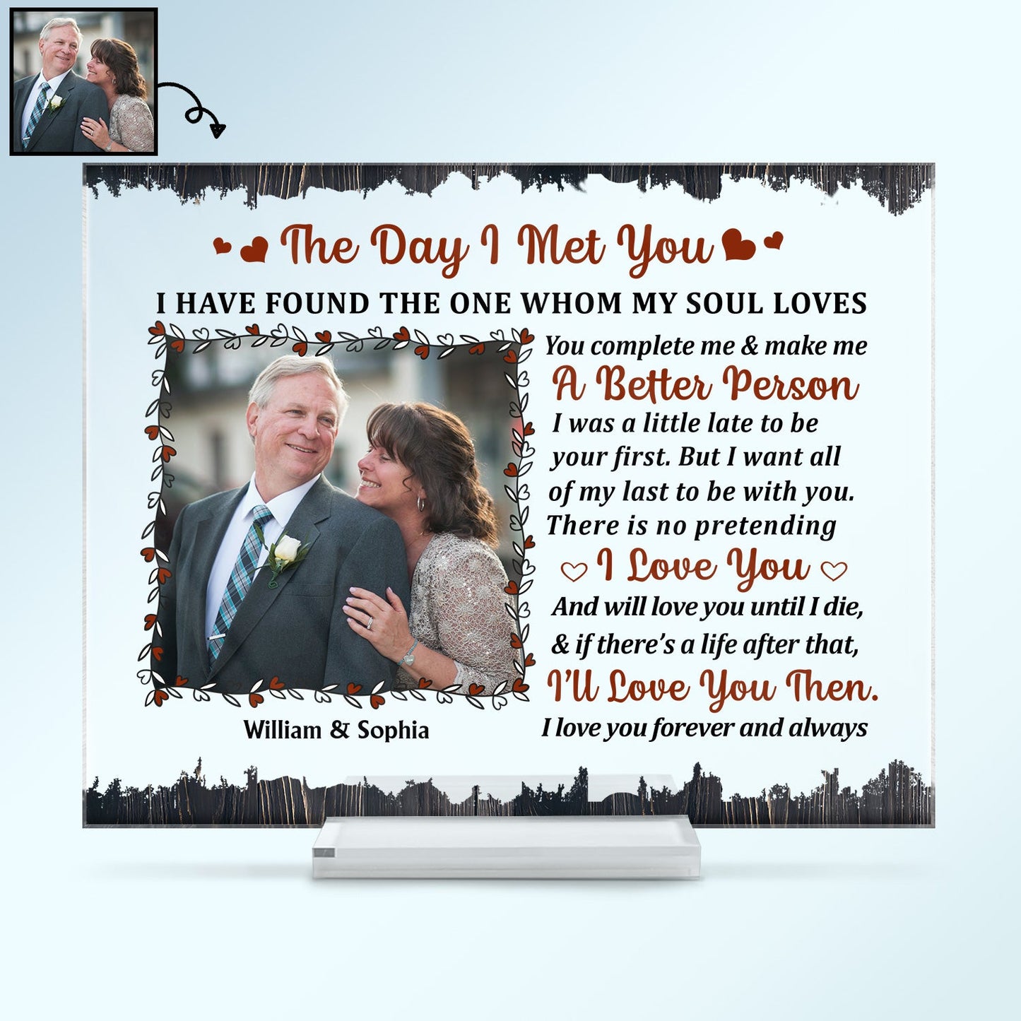 Custom Photo Family Couple The Day I Met You - Couple Gift - Personalized Custom Horizontal Rectangle Acrylic Plaque