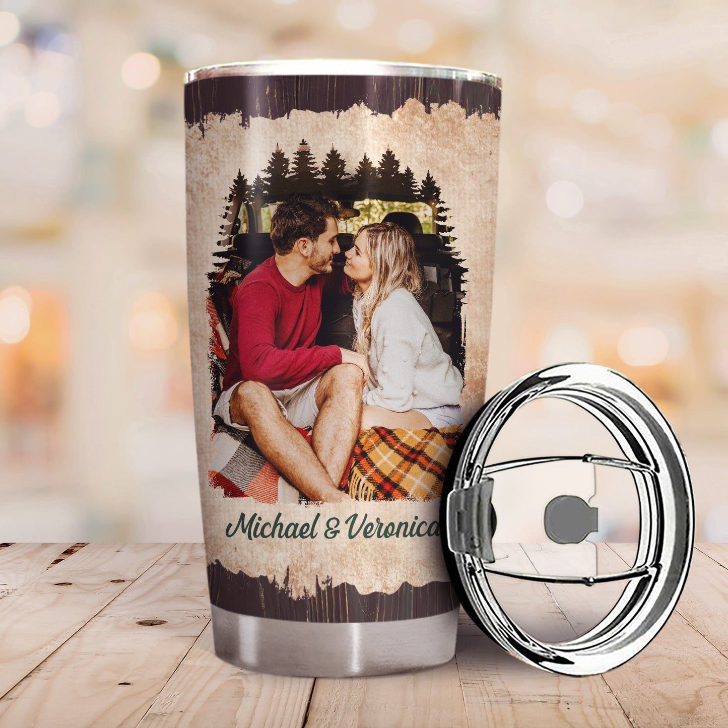 Custom Photo Camping Partners For Life Husband Wife - Gift For Couples - Personalized Custom Tumbler