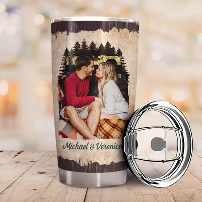 Custom Photo Camping Partners For Life Husband Wife - Gift For Couples - Personalized Custom Tumbler