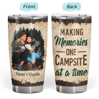 Custom Photo Camping Partners For Life Husband Wife - Gift For Couples - Personalized Custom Tumbler