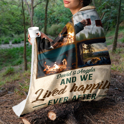Custom Photo Husband & Wife Camping Partners For Life - Gift For Camping Couples - Personalized Custom Fleece Blanket